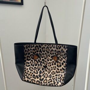 Kate Spade Leopard Print Tote Bag with Black Accents
